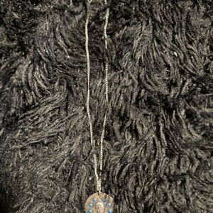 Silver Pendant Necklace with Blue Accents